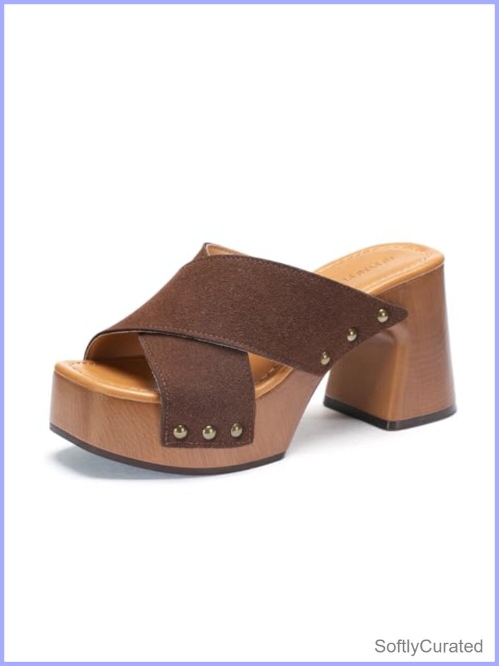 Womens Platform Chunky Sandals Square Open Toe Studded Slip On Block Heel Slide